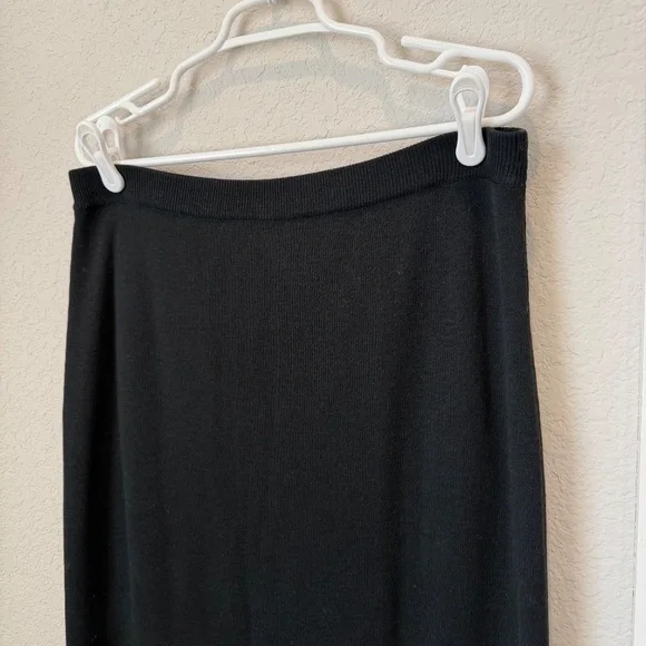 Eileen Fisher Black Wool Knit Midi Skirl Size Large - Picture 2 of 5